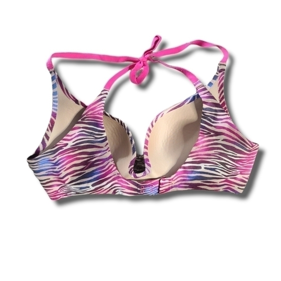 VS Tan Black Pink Blue Ombre Zebra Striped Pushup Bra - Picture 2 of 3